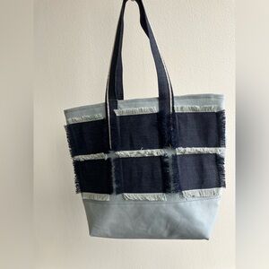 AKREWORK denim fray tote bag